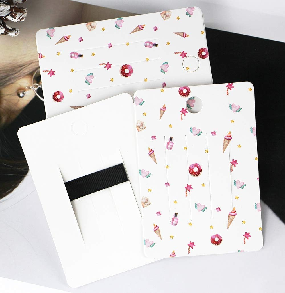 MIYKA 100Pcs Hair Clip Display Cards Cute Rectangular Cardboard for Hair Accessories Displaying Organizing, 10X7Cm image number 2