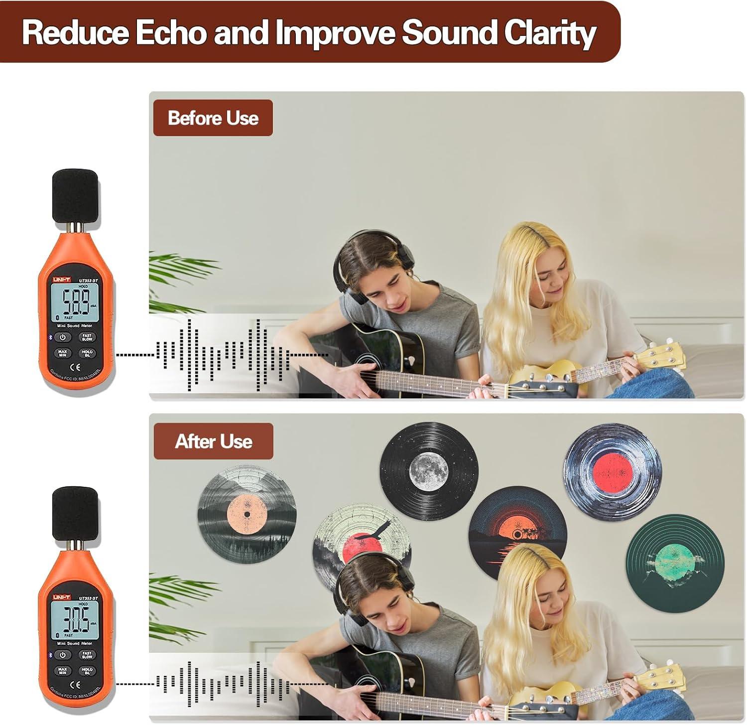 Atawlege 8 Pack Art Acoustic Panels, 14"X14"X0.4" round Self-Adhesive Soundproof Wall Panels, Unique Retro Record Decor Sound Absorbing Panels for Studio Home Office image number 4