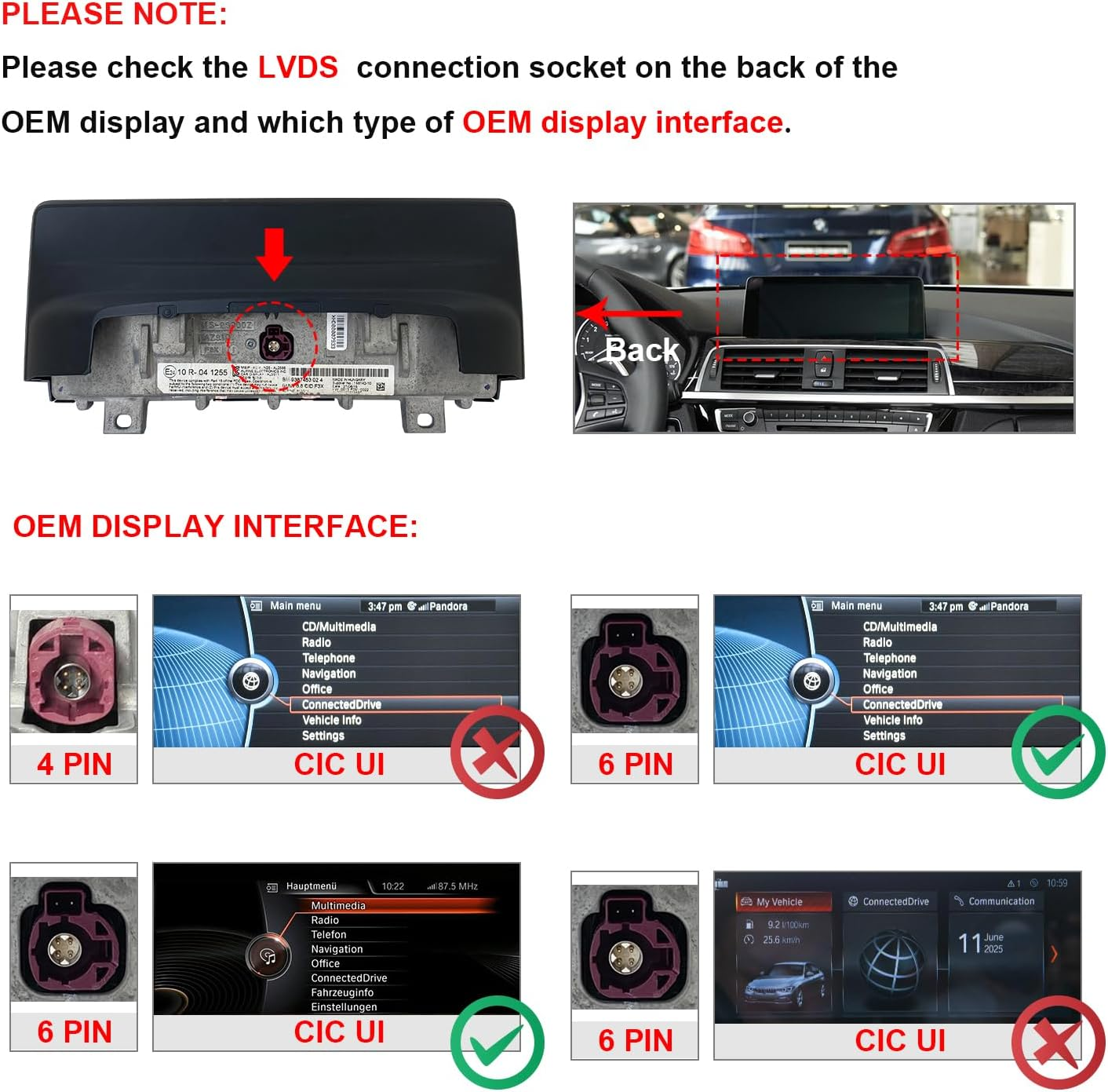 PEMP F30 Android Screen 1920X720 HD, Qualcomm 8Core 4+64GB Carplay Android Auto Use the OEM Bluetooth Get the Sound, for BMW F30 F31 F34 F35 F32 F33 F20 F21 F22 (2012-2017) NBT CIC. image number 6