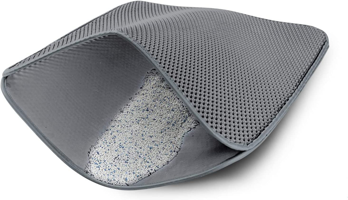 Cat Litter Mat, Kitty Litter Trapping Mat, Honeycomb Double Layer Mats Washable Easy Clean Scatter Control (Gray) image number 4