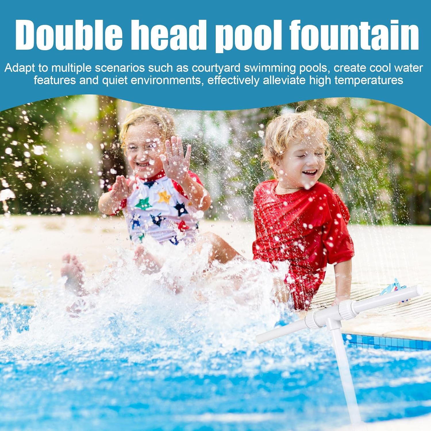 Pool Water Fountain, Inground Pool Sprayer Fountain, Double Spray Waterfall for Fish Pond Plant Irrigation Campus Facility Managers Gardening Area Camping Site image number 6