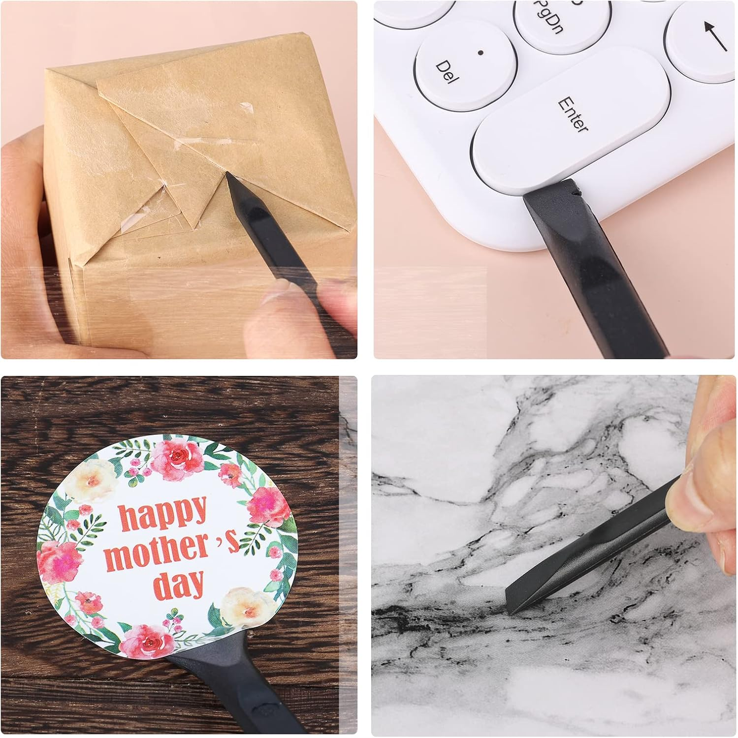 AIEX 9Pcs Plastic Scraper Tool, Non Scratch Cleaning Scraper Multi-Purpose Stiff Scrapers Pointed Narrow and Wide Scraper Tool for Removing Labels Stickers Oil Stains Paint Pen Shaped image number 2