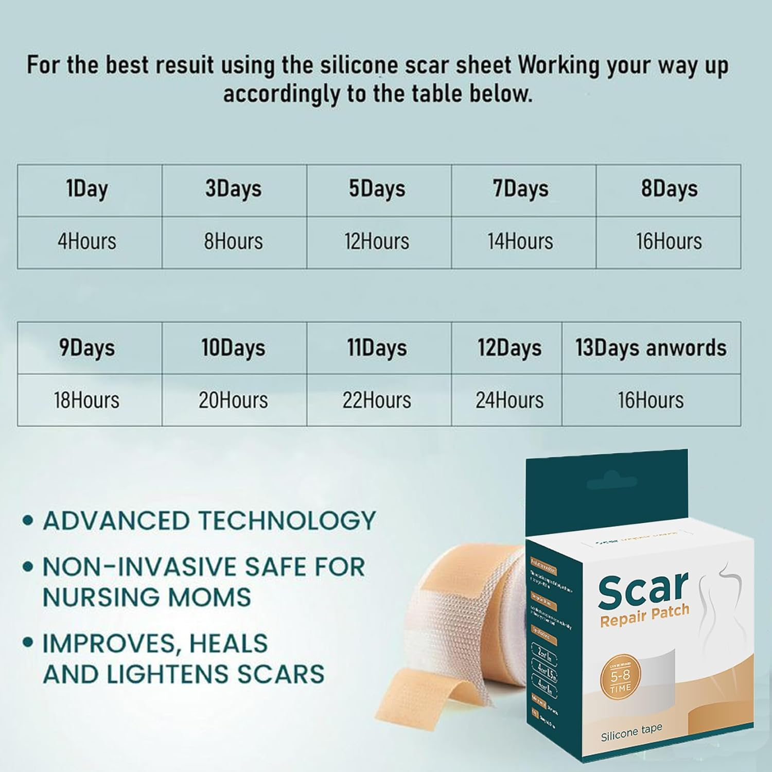 Silicone Scar Sheets Roll (1.6&rdquo;X60&rdquo; | 4Cmx150Cm) Medical Grade Reusable & Waterproof Scar Removal Patch Scar Tape for Keloid C-Section Burns and Acne Scars image number 3