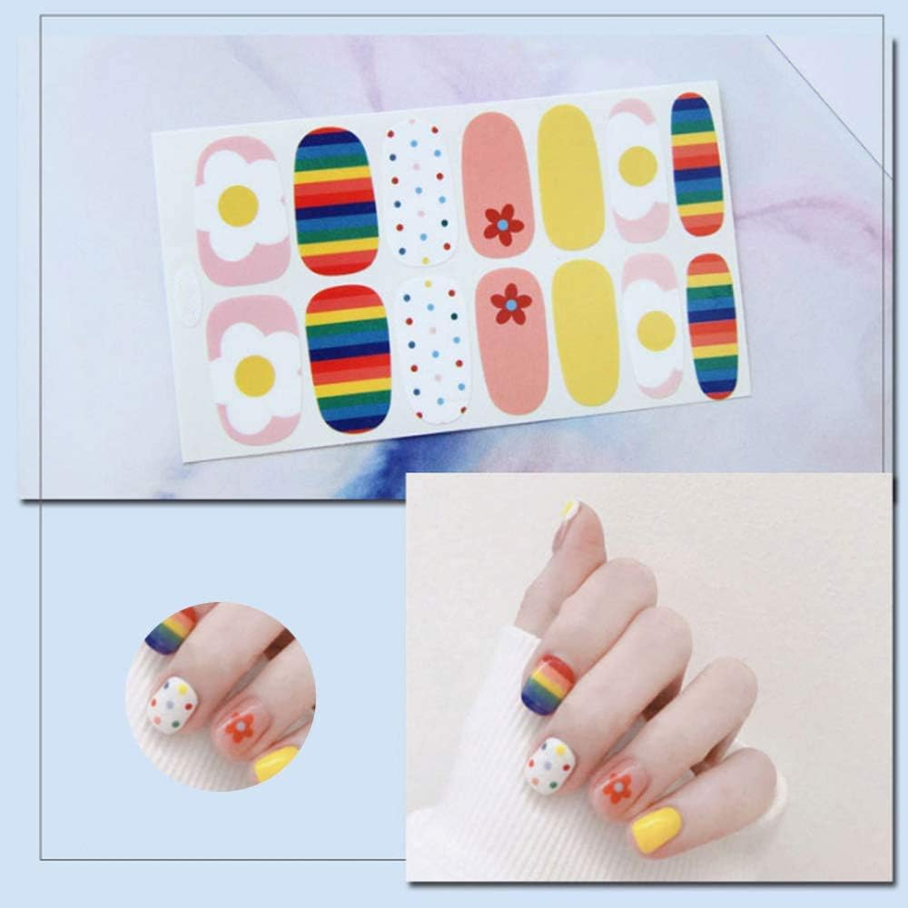 8 Sheets 112 Pieces Wraps Nail Polish Stickers Self-Adhesive Nail Art Decals Strips Manicure Kits Nail Designs image number 3