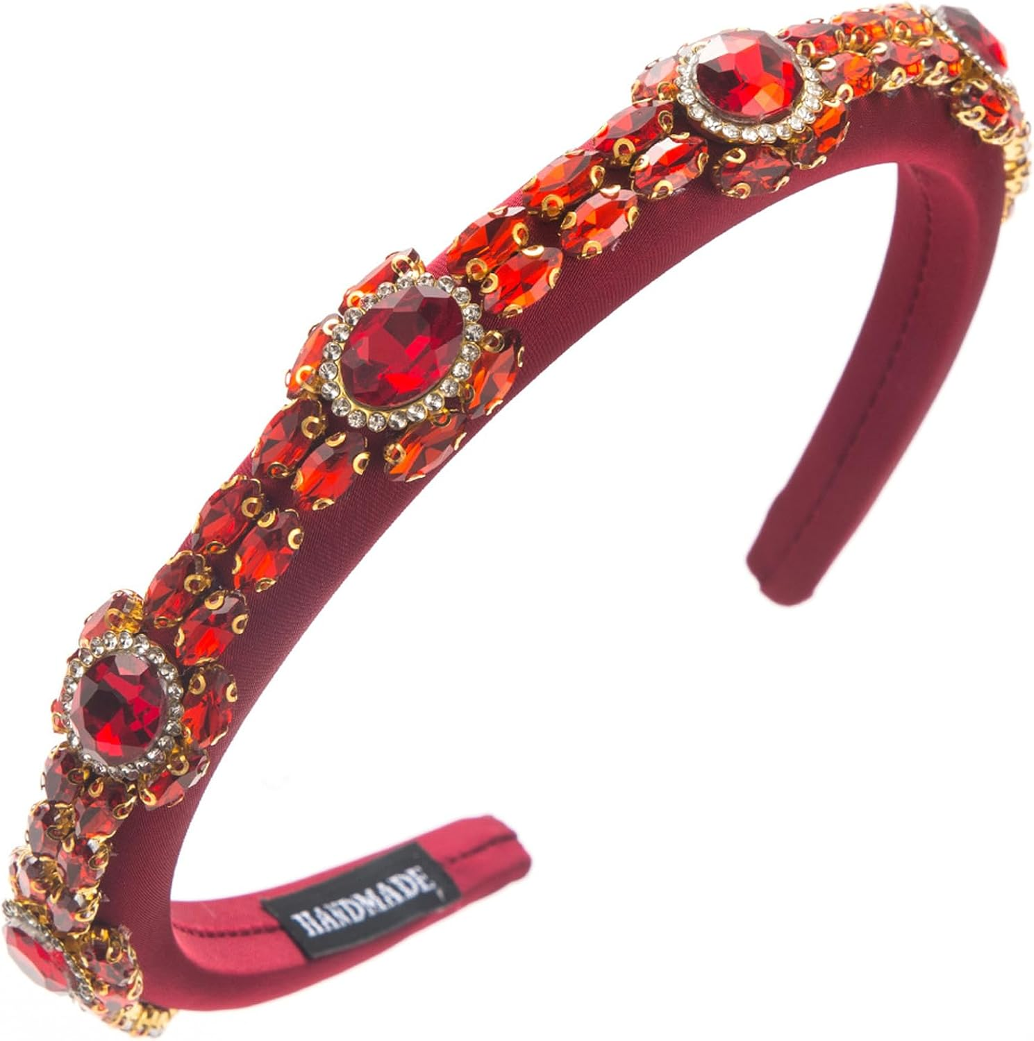 TRADERPLUS Rhinestone Padded Headband Baroque Crystal Embellished Hairbands Party Wedding Headband Handmade Gorgeous Hair Accessories (Blue, One Size)