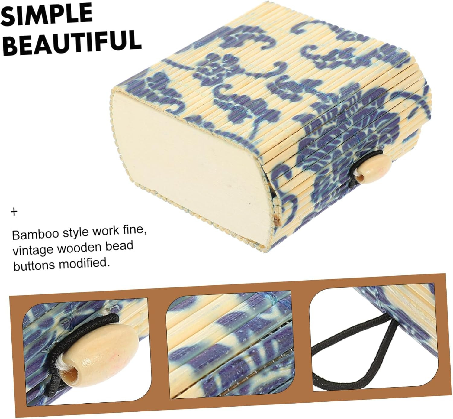 6Pcs Bamboo Jewelry Container and Keepsake Storage Boxes Miniature Retro Style Small Sundries Organizer Bamboo Curtain Suitable for Home and Travel image number 6