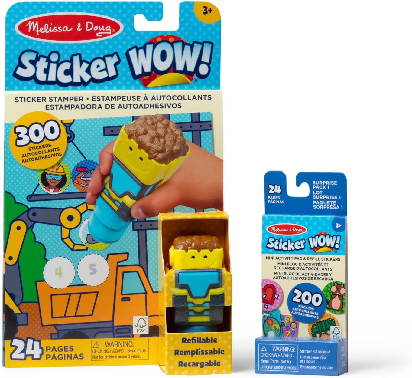 Melissa & Doug Sticker Wow! Bulldozer Bundle &mdash; 24-Page Activity Book, Refillable Stamper, Mini Pad & 500 Stickers (Ages 3+) image number 2