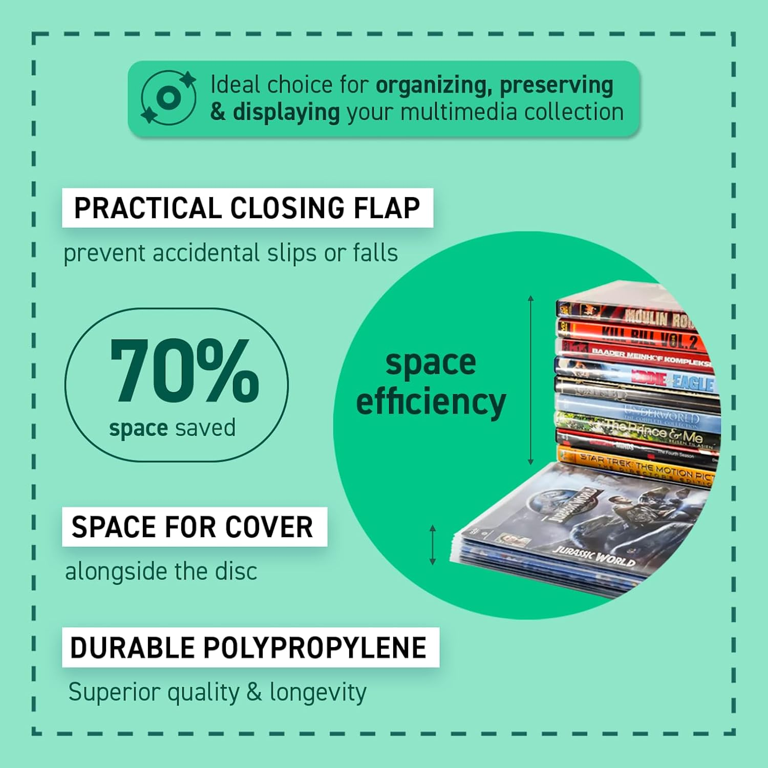 Tarifold DVD Protective Sleeve with Closing Flap and Space for Cover for DVD Storage, 100/Pack (10281) image number 3