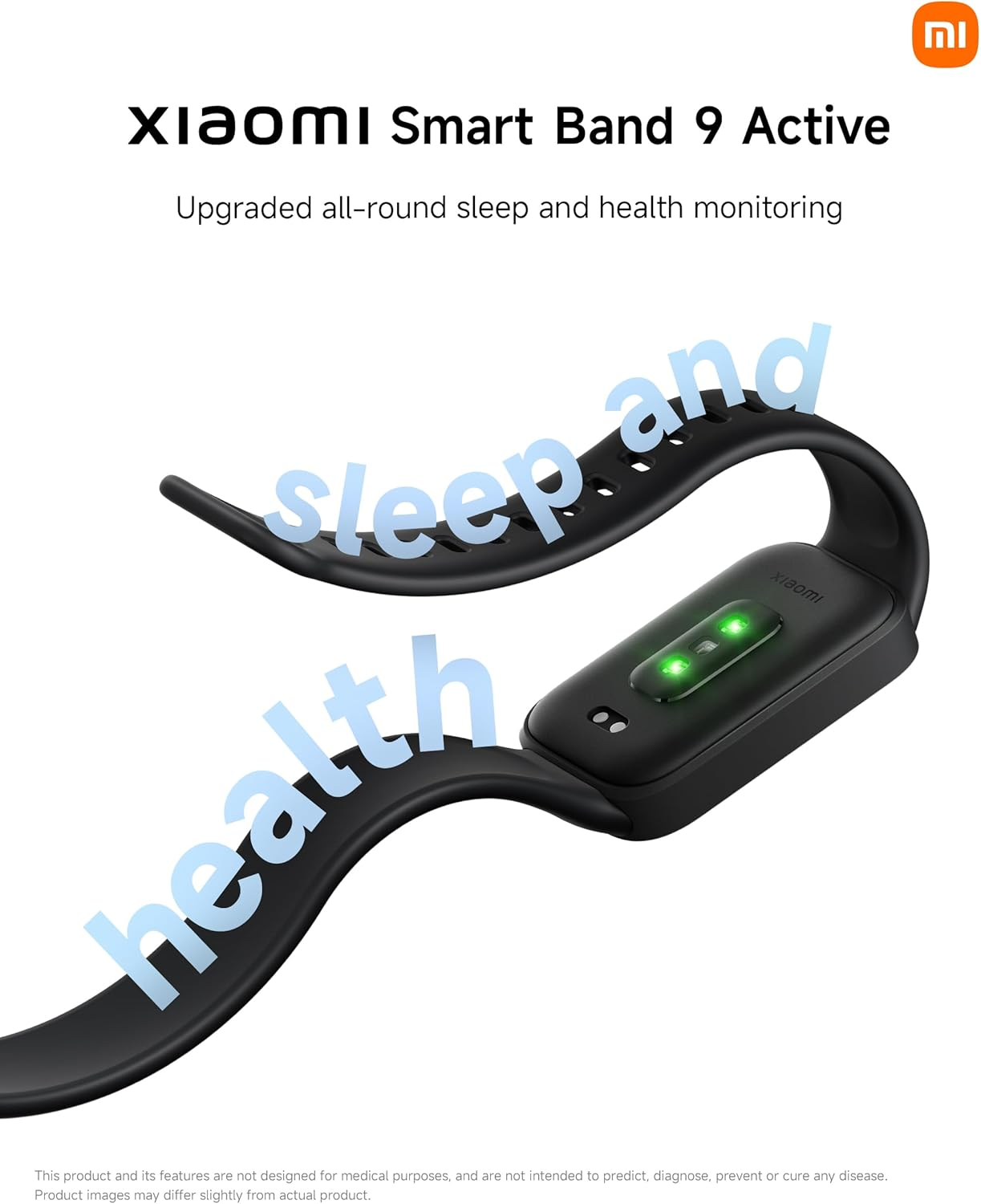 Xiaomi Band 9 Active Smartwatch, 18 Days of Continuous Use, 1.47" TFT Display, 24-Hour Health, Enhanced Chip, Lightweight Design, Interchangeable Frame, Compatible with Iphone & Android, Black image number 6