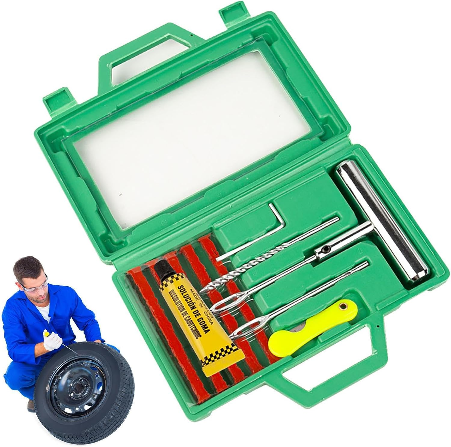 ETUCYNG Tire Repair Kit,Heavy Duty Professional Wheel Repairing Set | Heavy Duty Tire Plug Kit - for Trailer RV Truck Automotive Sedan Pickup