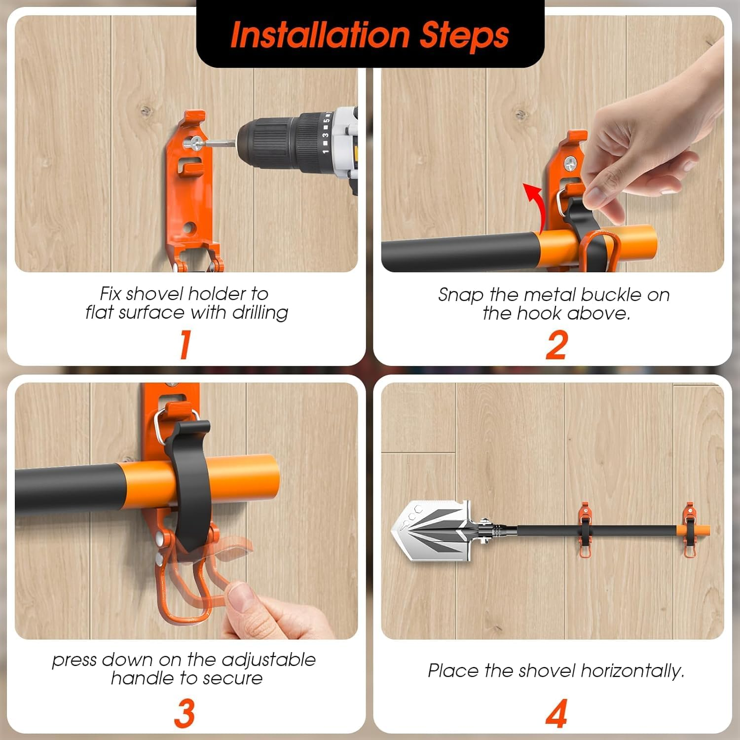 2 PCS Shovel Holders,Shovel Mount for Roof Truck Clamps,Quick Release Axe Holder with Screws,Metal Rubber Clamps,For Roof Rack,Truck,Boats and Workshop Equipment and Tools image number 4