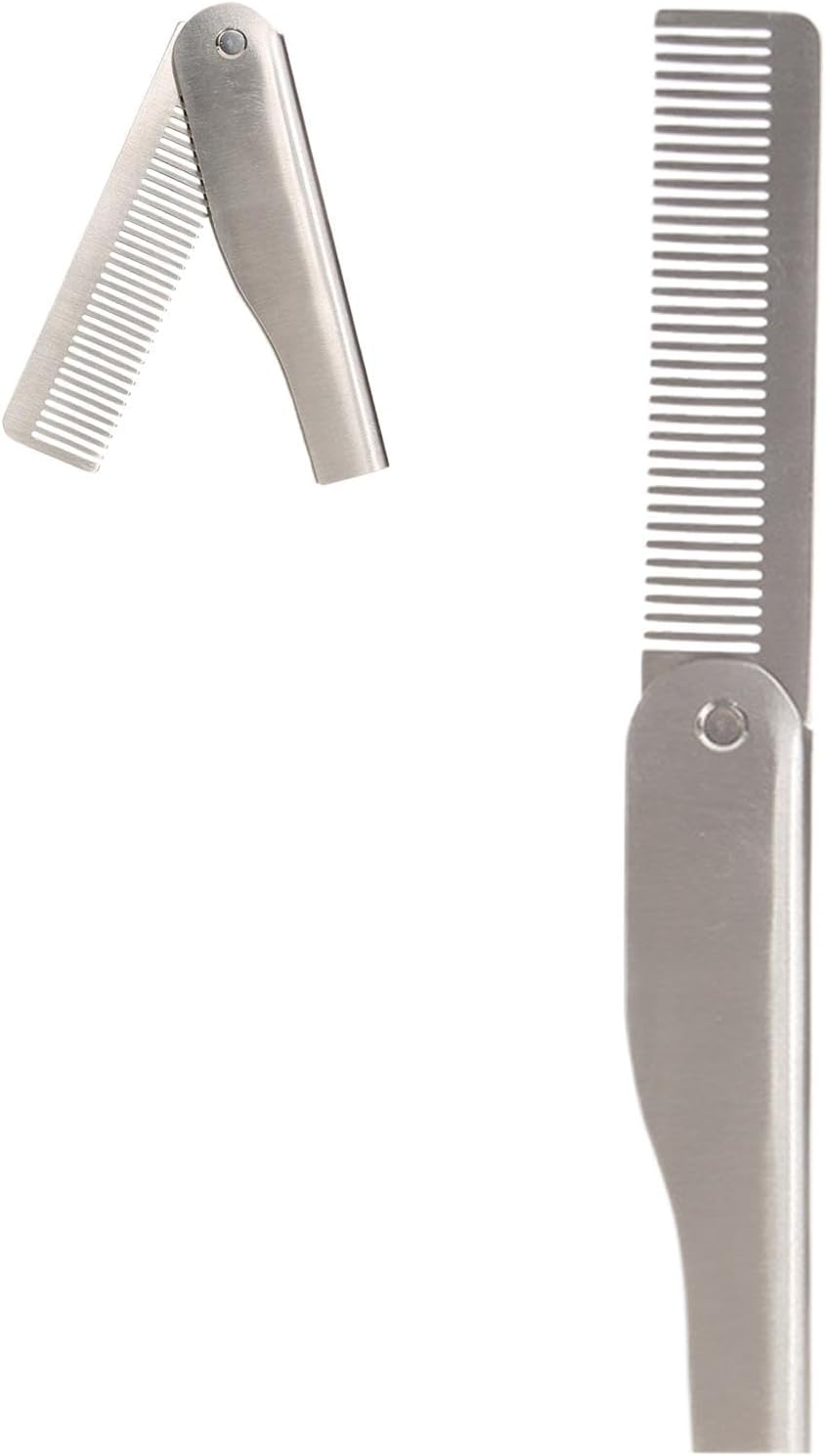 Lyanny Folding Comb for Men, Portable Stainless Steel Comb, Pocket Hairbrush for Men, Hair Straightener for Everyday Grooming Styling, Beard or Mustache