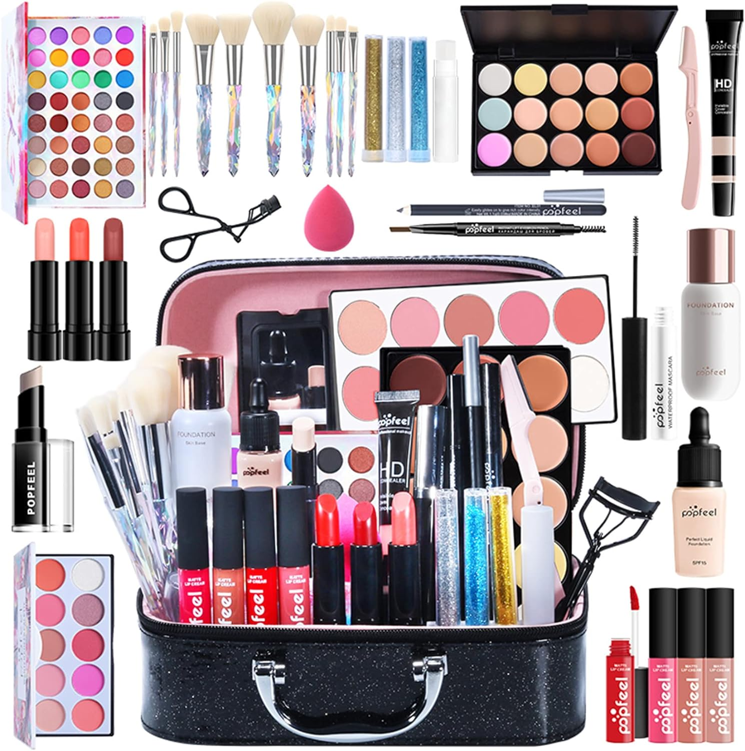 Joyeee All-In-One Makeup Gift Set - Travel Kit Complete Starter Bundle with Lipstick, Concealer, Lipgloss, Blushes, Powder, Eyeshadow Palette for Teen Girls & Adults #10