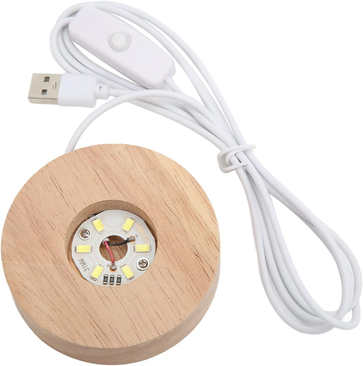 Bewinner LED Wood Display Base, LED Light Base USB Elegant Style, LED Light Base for Selenite Tower Crystal Glass Resin Art (White Base), BEWINNERYQ6SXG3T8P-12 - Colorful Base image number 7