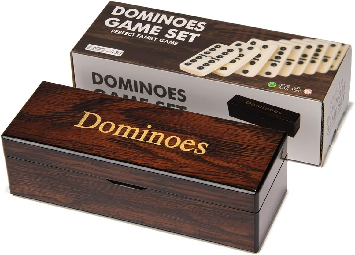 MINGXUN Double 6 Dominoes Gift Set 28 Tiles with Spinner in Wooden Box image number 5