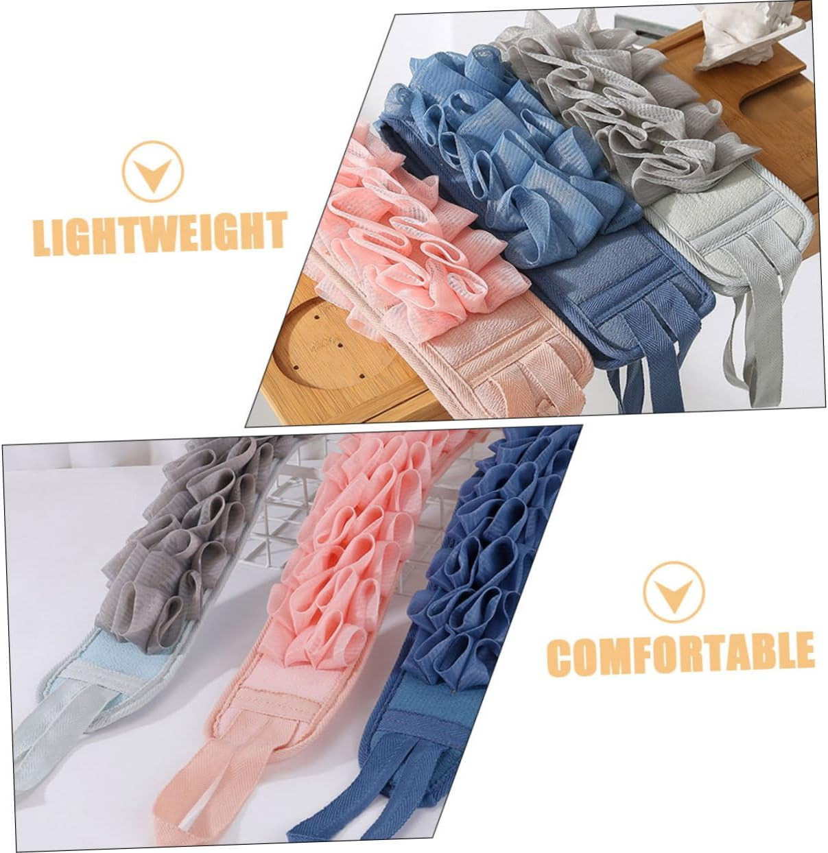 PACKOVE 3Pcs Dual-Sided Back Scrubber Exfoliating Strip for Shower Bathing and Relaxing Massage image number 6