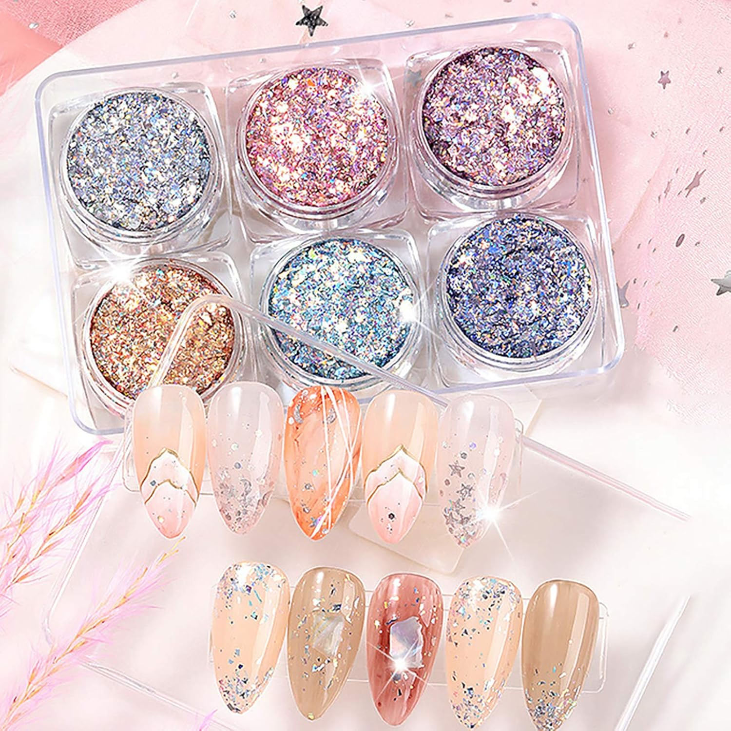 1 Set Nail Art Eye Makeup Fairy Sequins Fairy Pupil Phantom Color Glitter Mixed image number 4