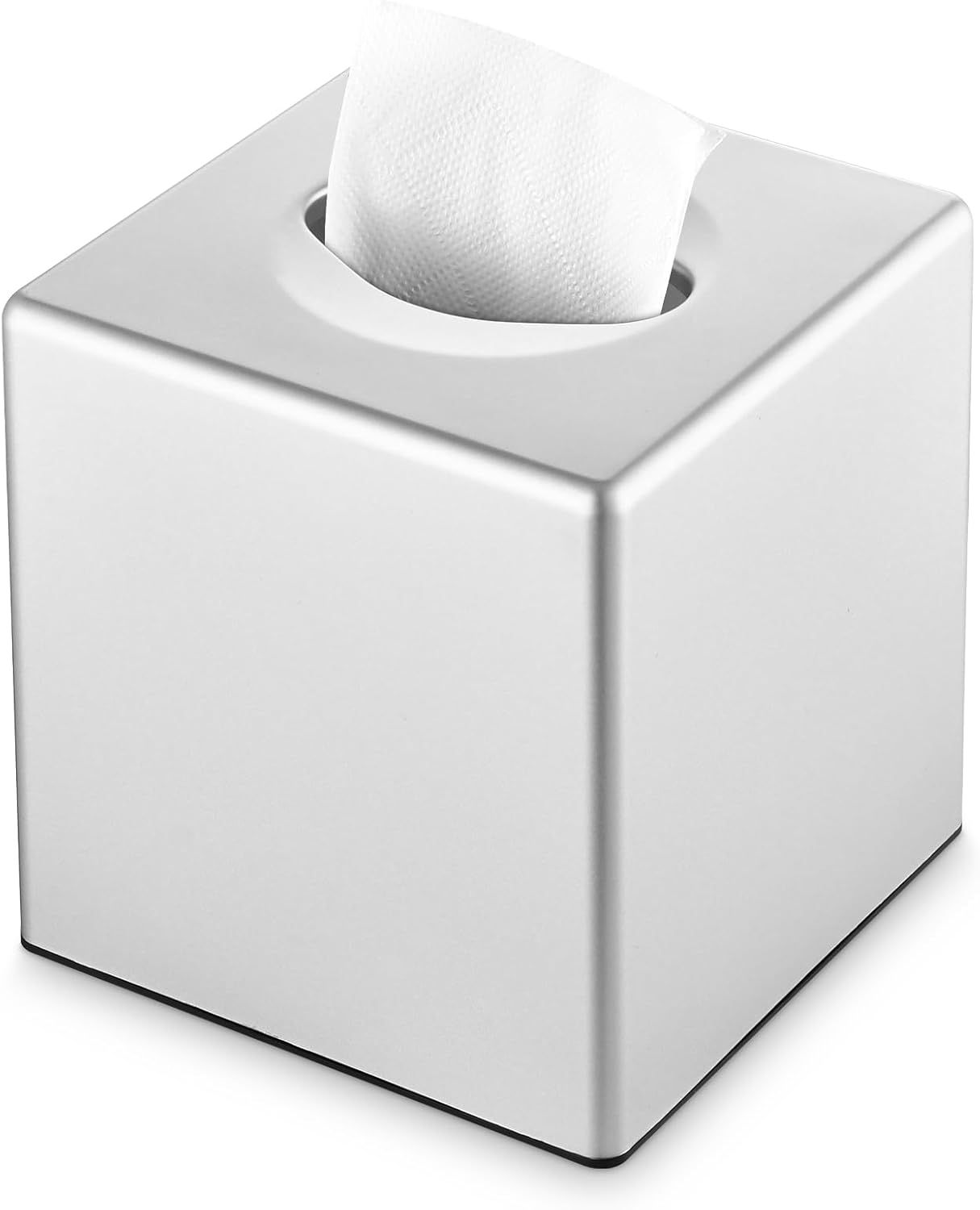 Tissue Box Cover, Square Facial Holder Storage for Bathroom Vanity, Countertops, Dressers, Night Stand, Parlors and Offices - White YH-001