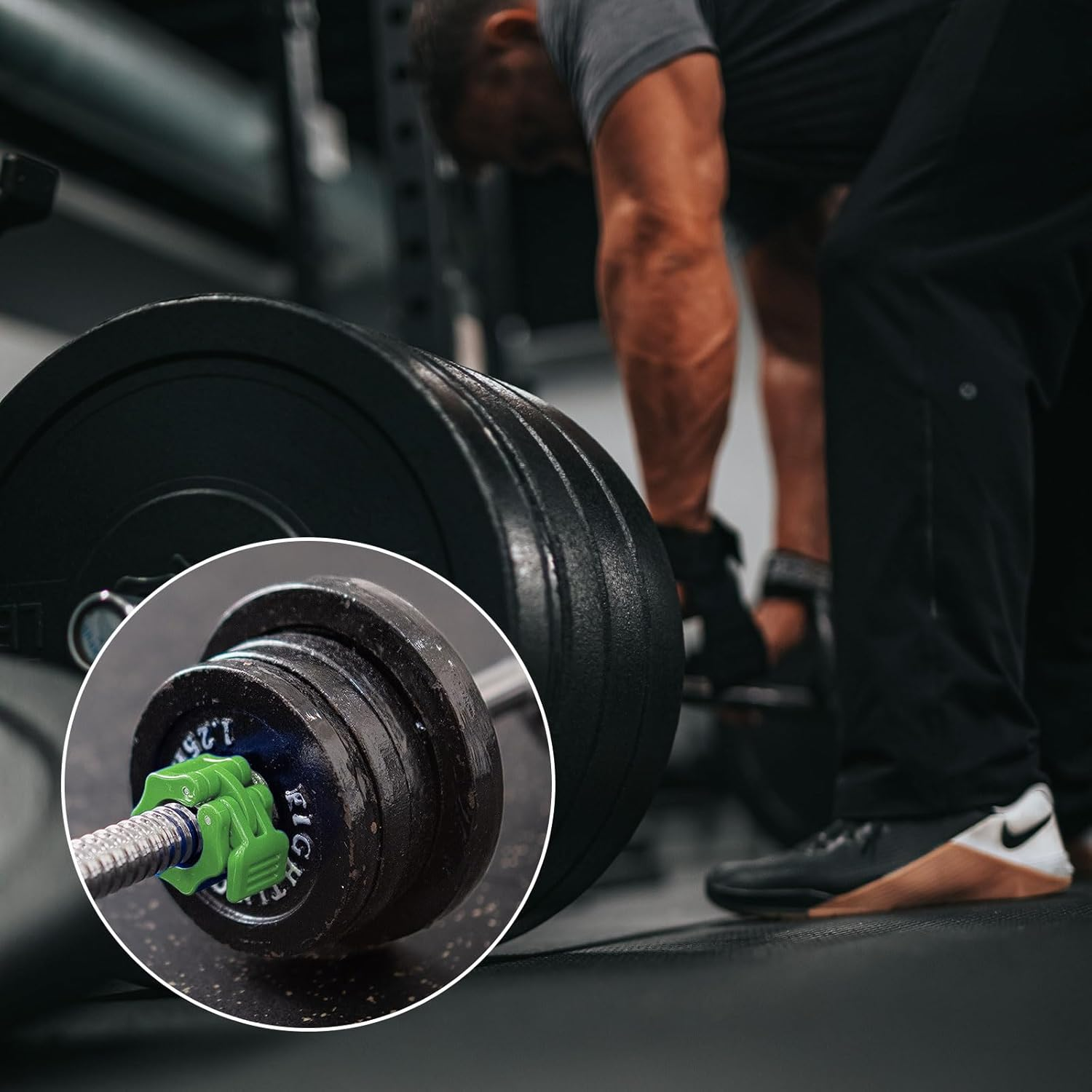 Leralsta Barbell Clamps 1 Inch, Exercise Collars 1"(25Mm) Quick Release Pair of Locking Collar Clips for Workout Weightlifting Fitness Training (Green) image number 1