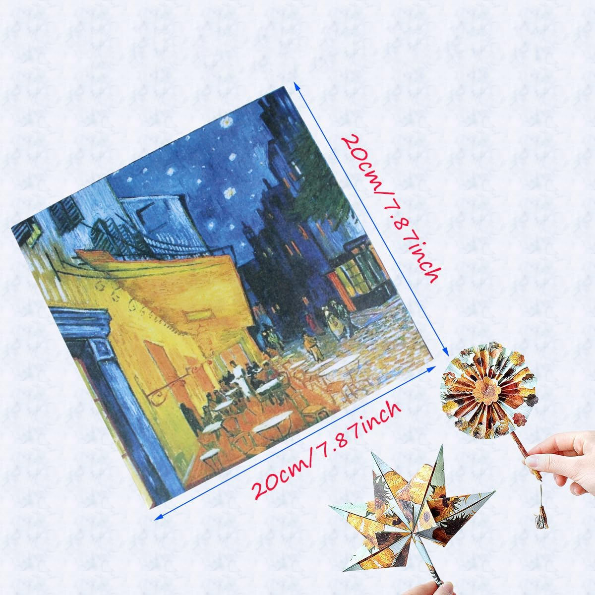 60 Sheets Origami Paper 20Cm X 20 Cm Double Sided Patterned Van Gogh Oil Painting Art Supplies Decorative Paper for DIY Scrapbooking Paper Pads Decoupage Hand Craft image number 2