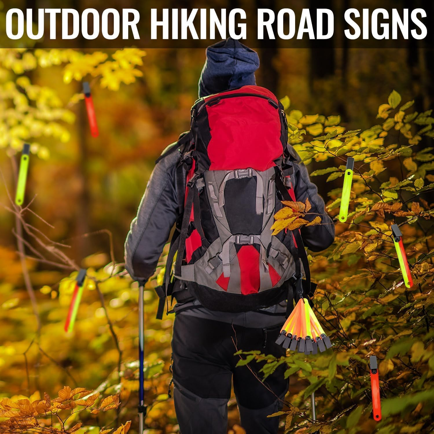 36Pcs Trail Markers for Hiking, Multiple Color Reflective Trail Marking Ribbons with Clip for Hunting Outdoor image number 6