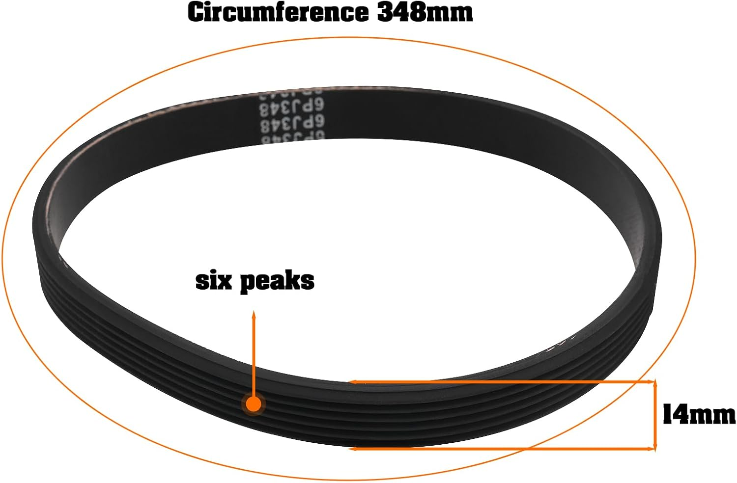 Emagtech 1Pc 6PJ348 Lawn Mower Rubber Drive Belt Electric Planer Synchronous Belt Circumference 348Mm Width 14Mm Suitable for Most Lawn Mowers image number 5