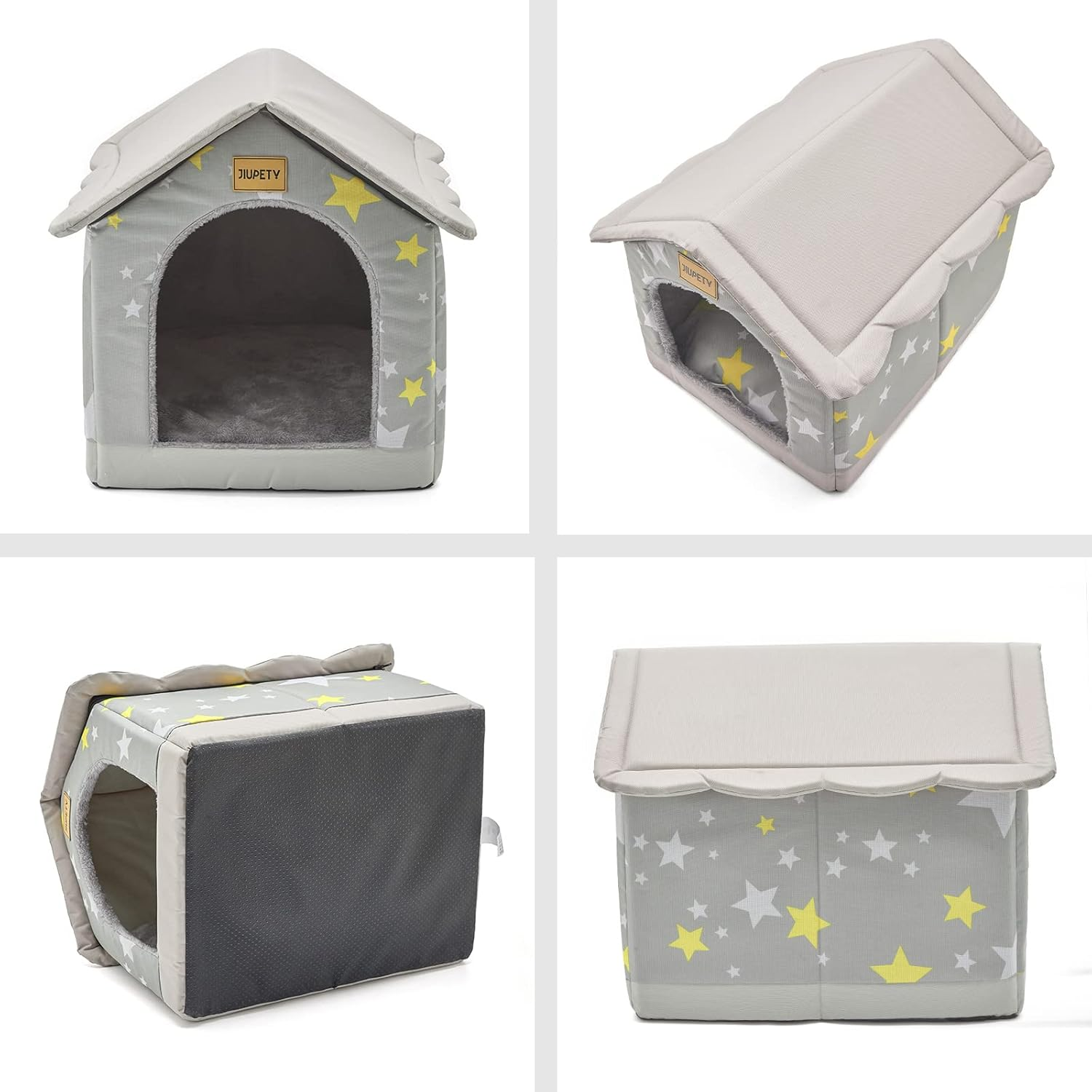 Jiupety Cozy Pet Bed House, Indoor/Outdoor Pet House, L Size for Cat and Medium Dog, Warm Cave Sleeping Nest Bed for Cats and Dogs, Gray image number 3
