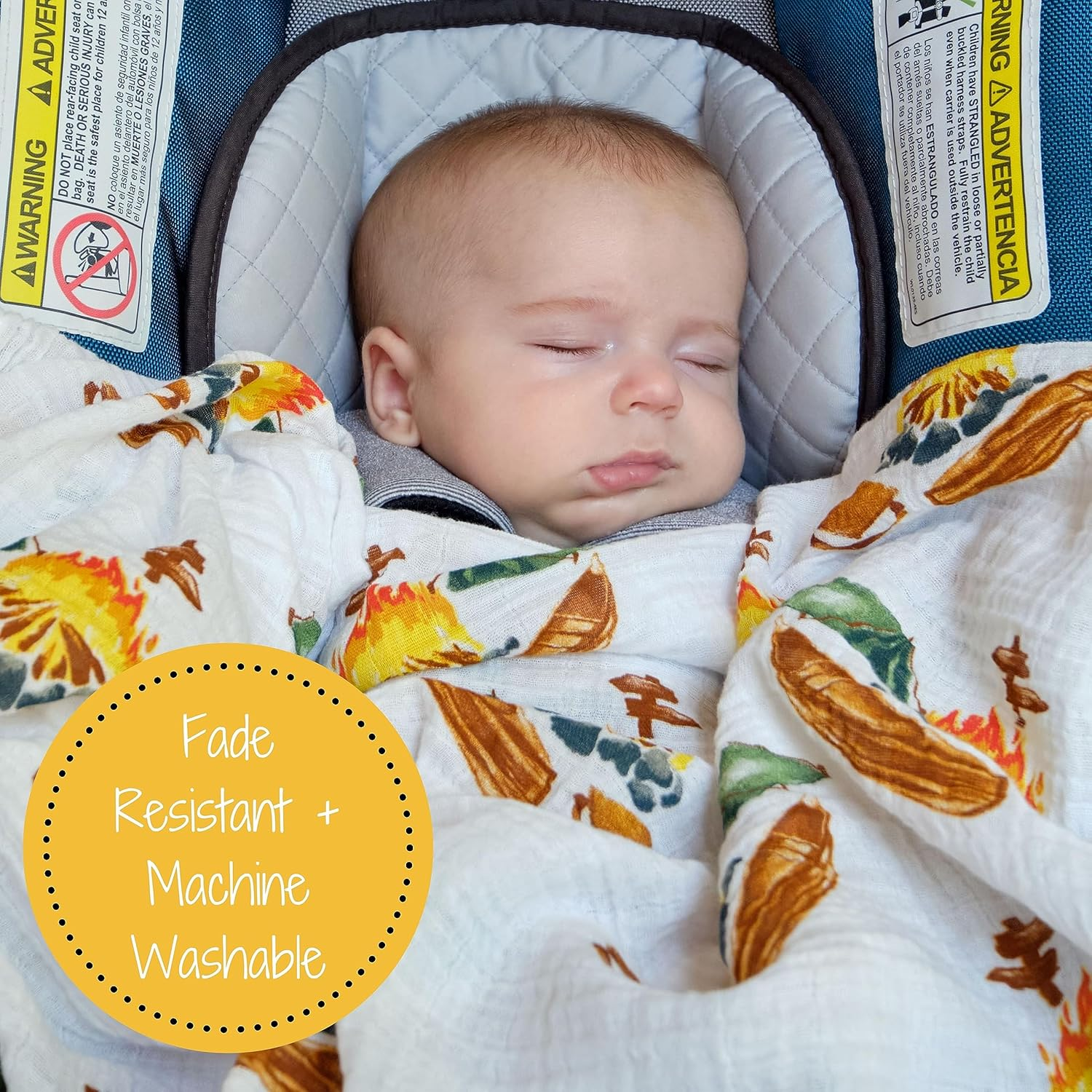 Lollybanks Swaddle Blanket | 100% Muslin Cotton | Newborn and Baby Nursery Essentials for Boys, Registry | Camp Theme Print - Gather Around The Campfire image number 2