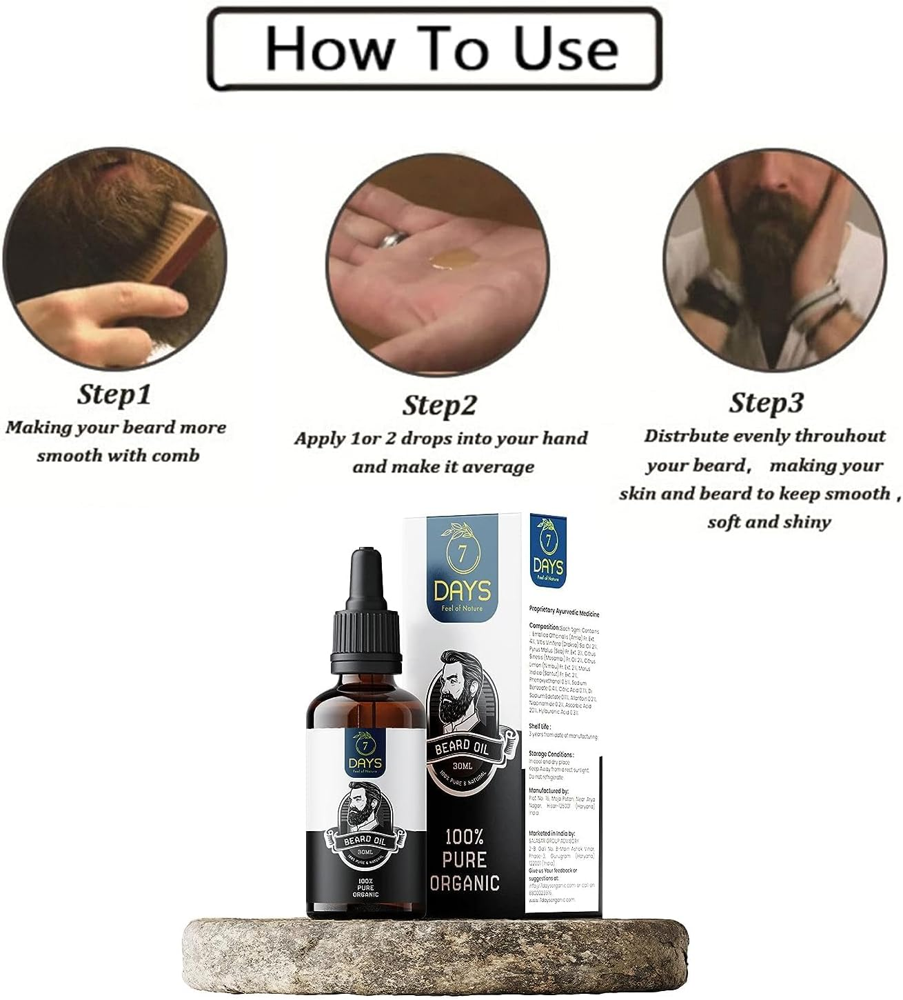 Green Velly 7 Days Beard Growth Oil - 30Ml-More Beard Growth | Beard Oil for Men | Beard and Moustache Growth Oil | Beard Oil for Growing Beard Faster image number 1