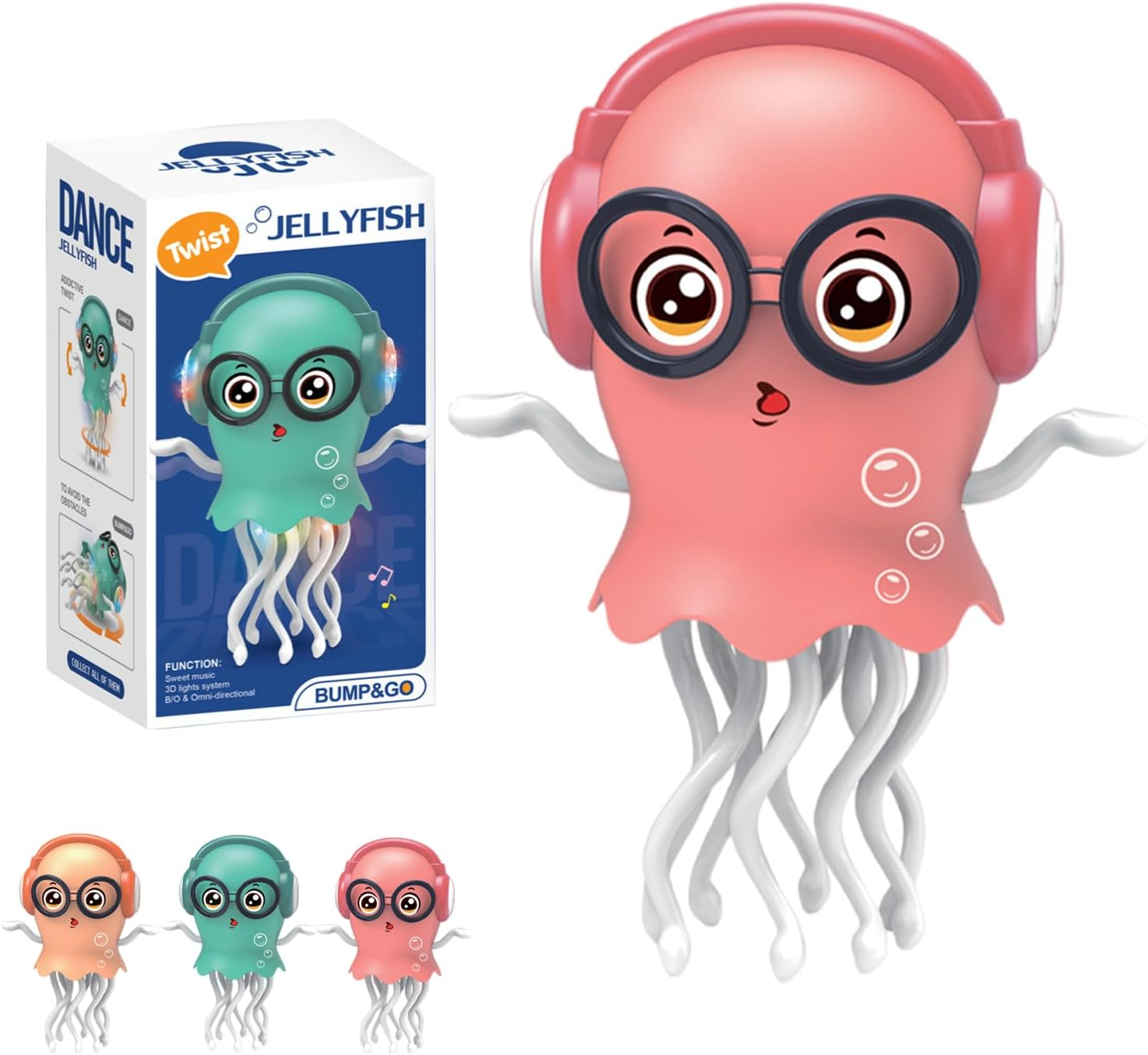 Dancing Octopus Toy, Crawling Dancing Automatic Obstacle Sensor Toys, Sensor Toy with LED & Music, Smart Interactive Auto-Wiggling Robotics for Indoor Play & Sensory Development (Yellow)