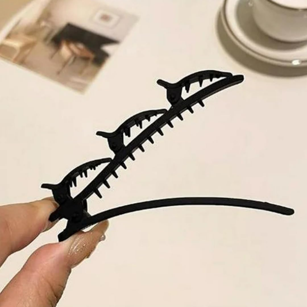 PARENCE. - Set of 2 Long Hair Clips 9.5 Cm - Black - Durable Plastic Hair Clips - Hair Accessories for Women and Girls - Lightweight, Elegant and Practical image number 4