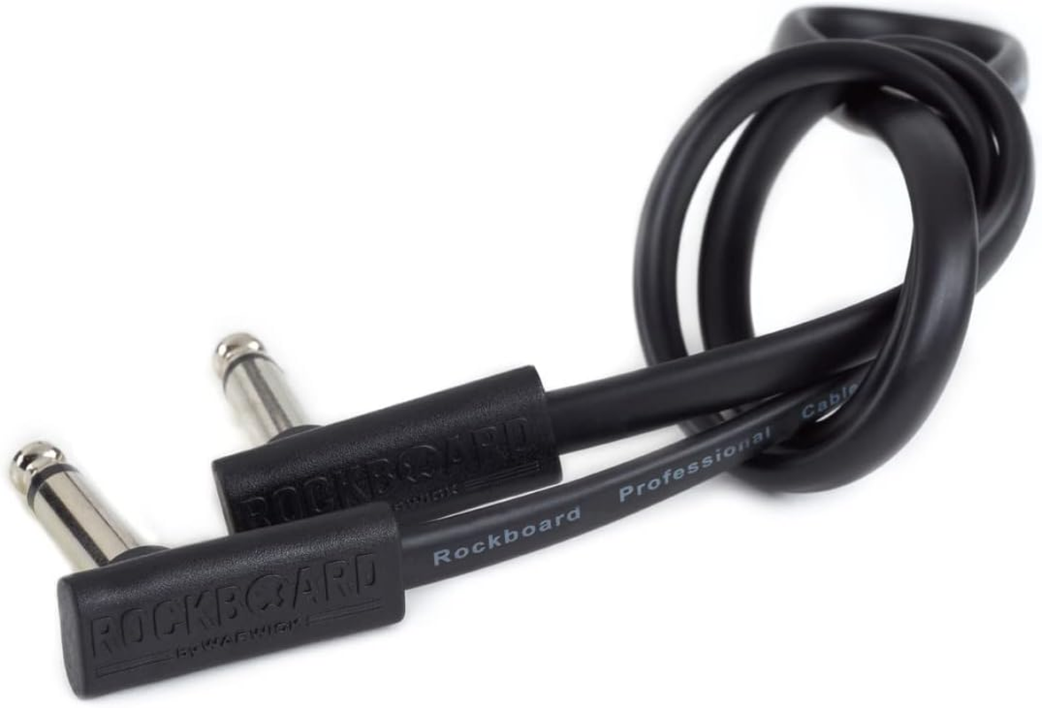 Rockboard Flat Black Patch Cable Slim Rectangular Body Extra Thin Angled Plugs - 60Cm image number 1