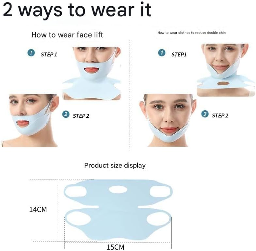 Double Chin Strap Face Slimming, Lifting Mask for Women,Chin Strap for Sleeping,Jawline Shaper (Pink, One Size) image number 5