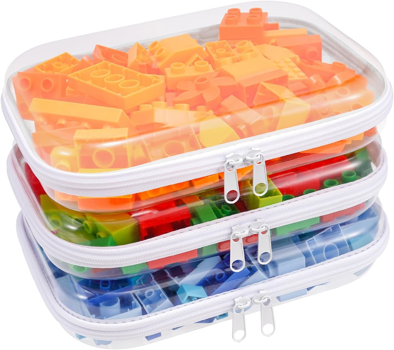 Clear Hard Shell Zipper Case,3Pcs Transparent Clear Zipper Pouches,Hard Side Plastic Case Set,Portable Travel Storage Organizer Bins