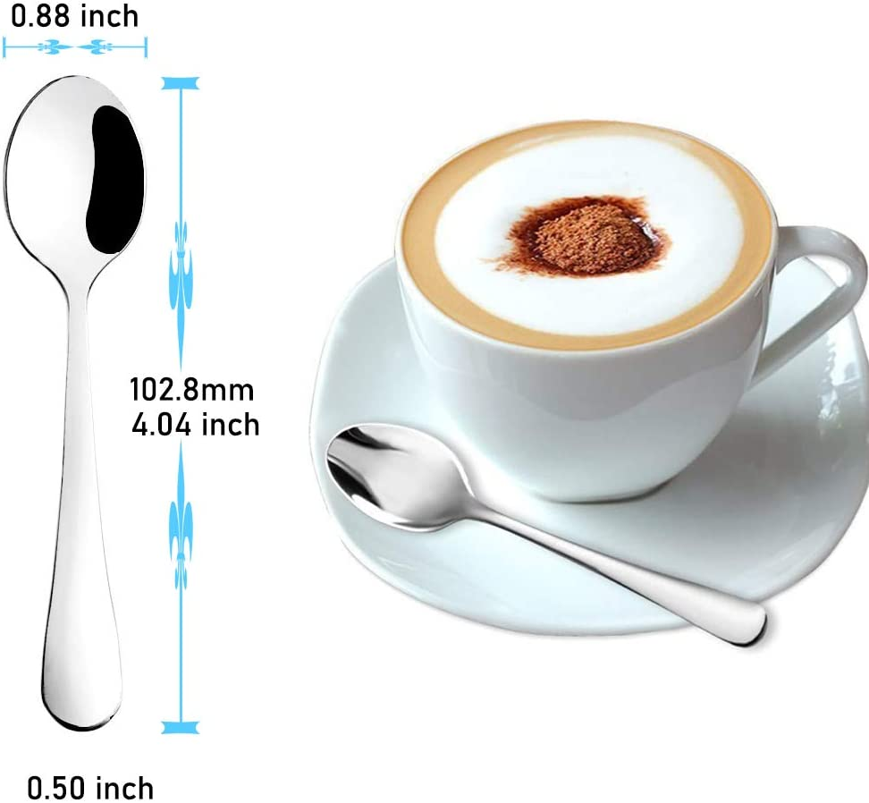 12-Piece Demitasse Espresso Spoons, 4-Inch Premium Quality Stainless Steel Mini Tiny Coffee Teaspoon Small Tea Spoon for Daily Use image number 4