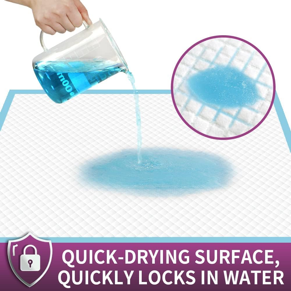 100Count Puppy Pads with Adhesive Strip Fixation , 60*60Cm Large Toilet Training Pads , Instant Absorbent and 6 Layers Leak Proof Design, Pee Disposable and Durable Pads for Dogs, Fast Drying Mat