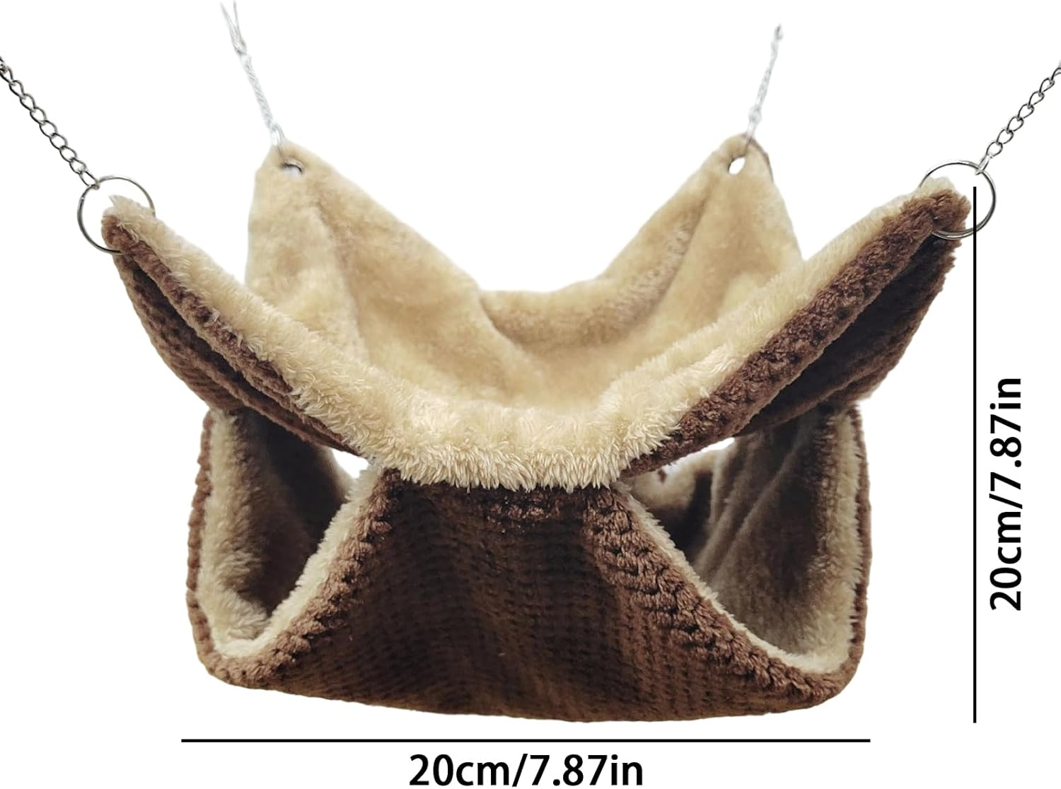 Tiny Pet Hammock - Soft Washable Cotton Cave, Warm Indoor Ferret Bed, Hanging Small Animal Shelter | Suitable for Bunny Squirrel Mouse Hedgehog Sugar Glider Cage Accessory Enrichment Sleeping Relaxing image number 1