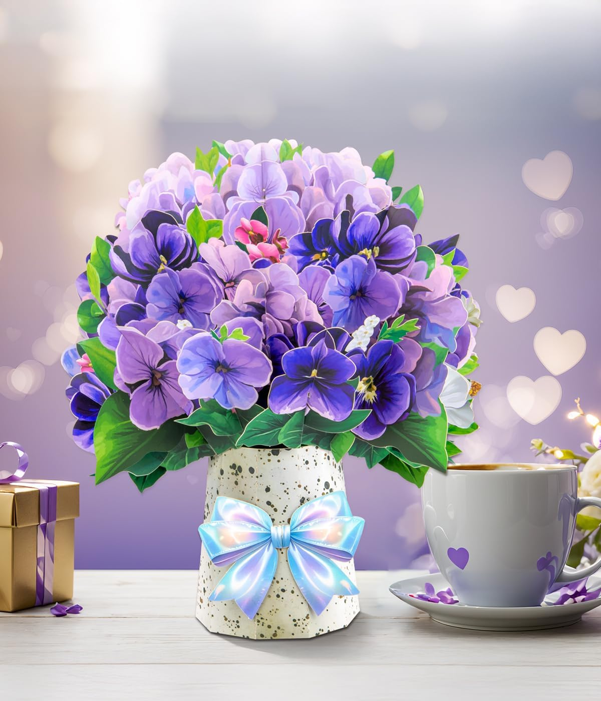 Violet Pop-Up Card, 3D Flower Bouquet Greeting Card with Envelope and Notecard, for Birthdays, Mother&rsquo;S Day, Weddings, Anniversaries, Easter, Get Well, Sympathy, Thinking of You, and Housewarming image number 6