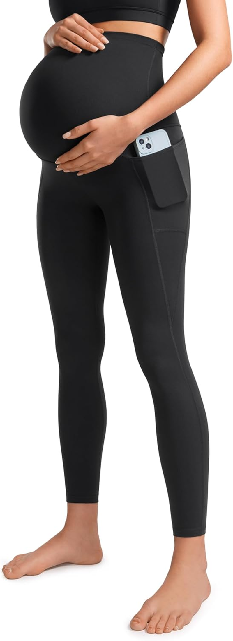 CRZ YOGA Womens Butterluxe Maternity Leggings with Pockets 25" - Workout Activewear Yoga Pregnancy Pants Buttery Soft