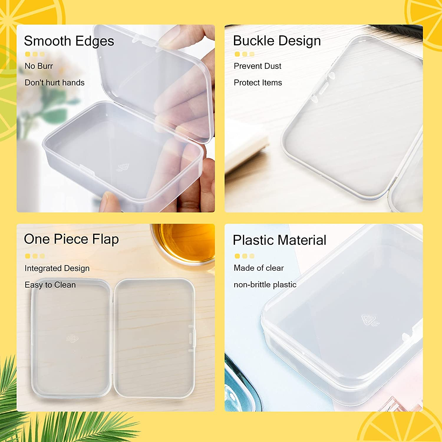 YASUOA Plastic Box Pin Holder Mini Storage Containers with Hinged Lid Bobby for Business Card Crafts Screws Drills Tiny Bead (3.5X2.5Inch) Small Rectangle 6 Pack image number 5