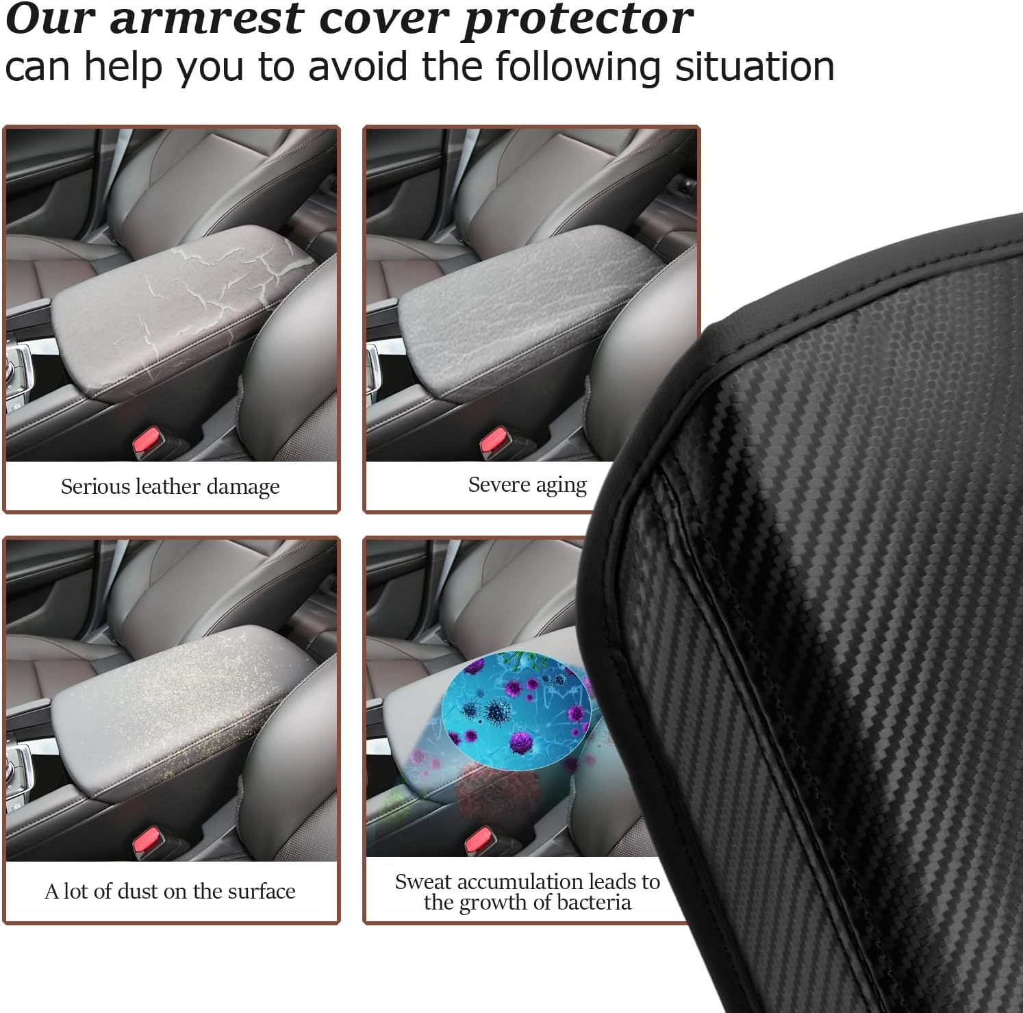 SKTU for 2019 2020 2021 2022 2023 2024 Mazda 3 Mazda3 Center Console Cover 2023 2024 Mazda3 Armrest Pad 2024 Mazda3 BP Seat Box Cover Automotive Car Center Console Soft Cushion (Carbon Fiber) image number 3