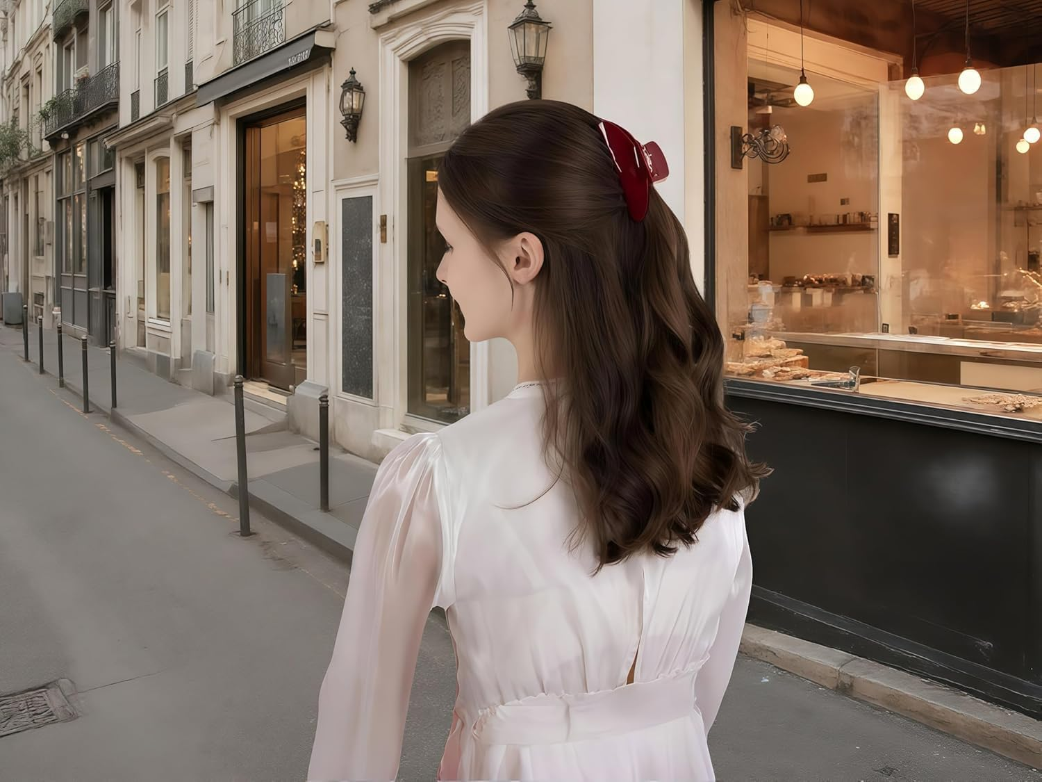 Premium Durable Acetate Hair Claw - Cute Clip for Thick or Thin Hair - 4-Inch Non-Slip Hair Clips -Flat Hair Claw Clips. (Red) image number 4