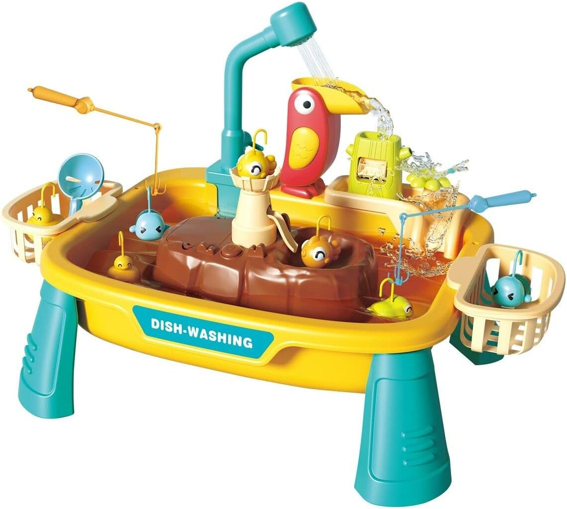 KIDBOT Fishing Game Table Toy with Running Water Children Role Play Electric Pool Outdoor Backyard Activity Pretend Set image number 6