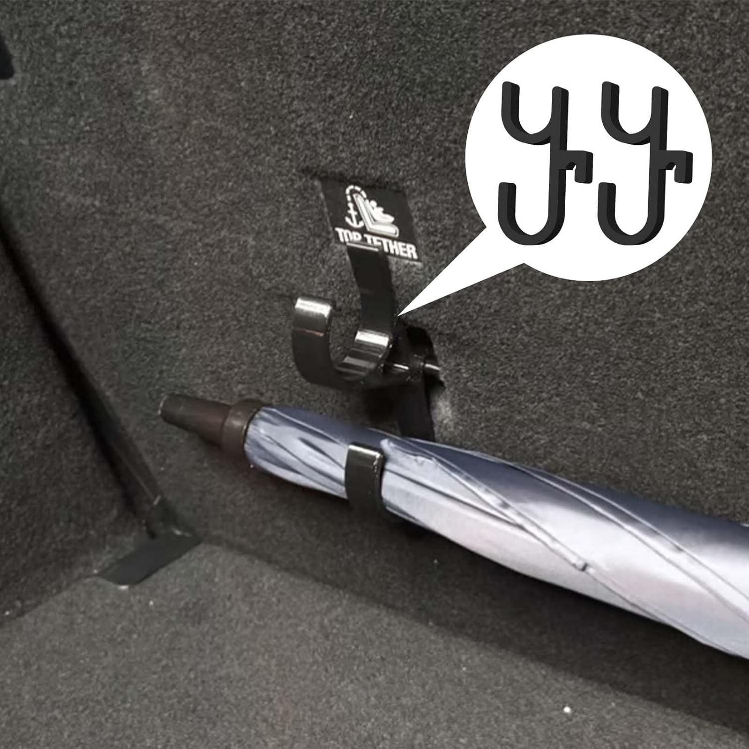 2Pcs Car Umbrella Hook, Multifunctional Car Organizer for Back Seat, Visor, Truck, Boat, Stroller, Wheelchair Accessories, Heavy Duty Non-Slip Auto Hanger image number 2