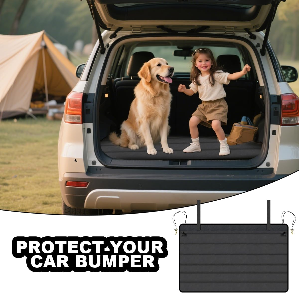 Large Bumper Guard for Cars, 38 X 25 Inch Foldable Vehicle Rear Bumper Cargo Protector Mat Prevent Scratches during Loading & Unloading, Auto Trunk Pad, Universal for SUV Van Truck image number 3