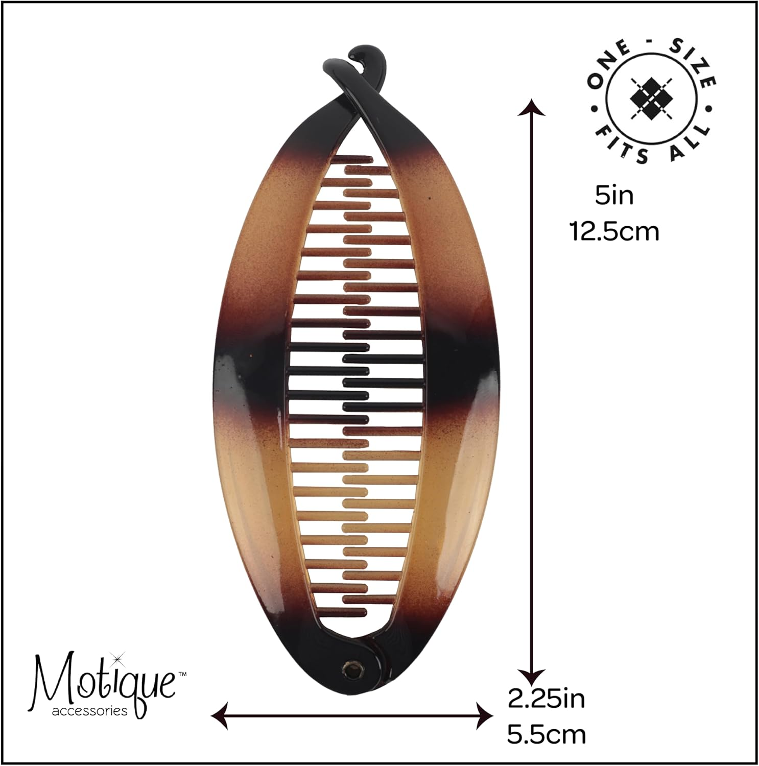 Set of Two Tortoise Shell 5 Inch Banana Clip Hair Clincher Rounded Edges Hair Comb image number 3