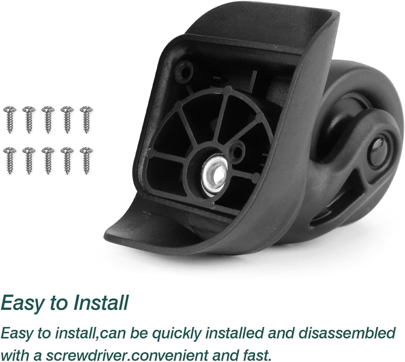 Geiwogwc 2Pcs Luggage Wheels Replacement, Plastic Luggage Suitcase Wheels, 360 Degree Rotation Wheel, Black,Ea237 image number 2