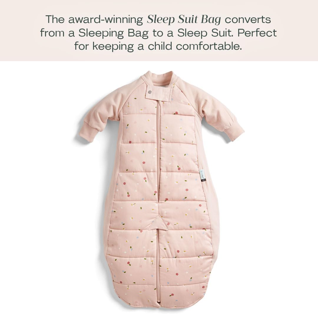 Ergopouch Sleep Suit Bag 2.5 TOG &ndash; 4&ndash;6 Years &ndash; Daisies Print &ndash; 400 Thread Count Organic Cotton &ndash; Converts to Sleep Suit with Legs &ndash; Sleeping Bag & Suit in One &ndash; for Infants, Toddlers & Kids image number 2
