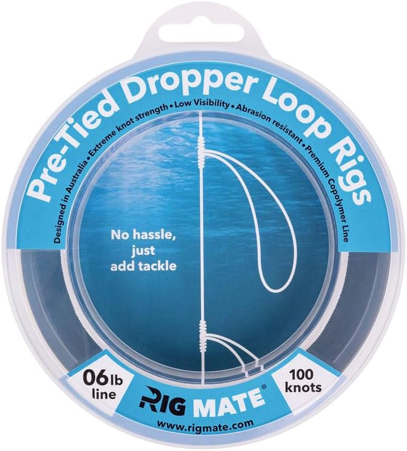 6 Lb Pre-Tied Dropper Loop Rigs. Fishing Line Spool. Loops 18 Inches Apart with 5.5 Inch Loop Size. Perfect for Saltwater & Freshwater Fishing. Perfect for Snapper & Other Bottom Feeding Fish.