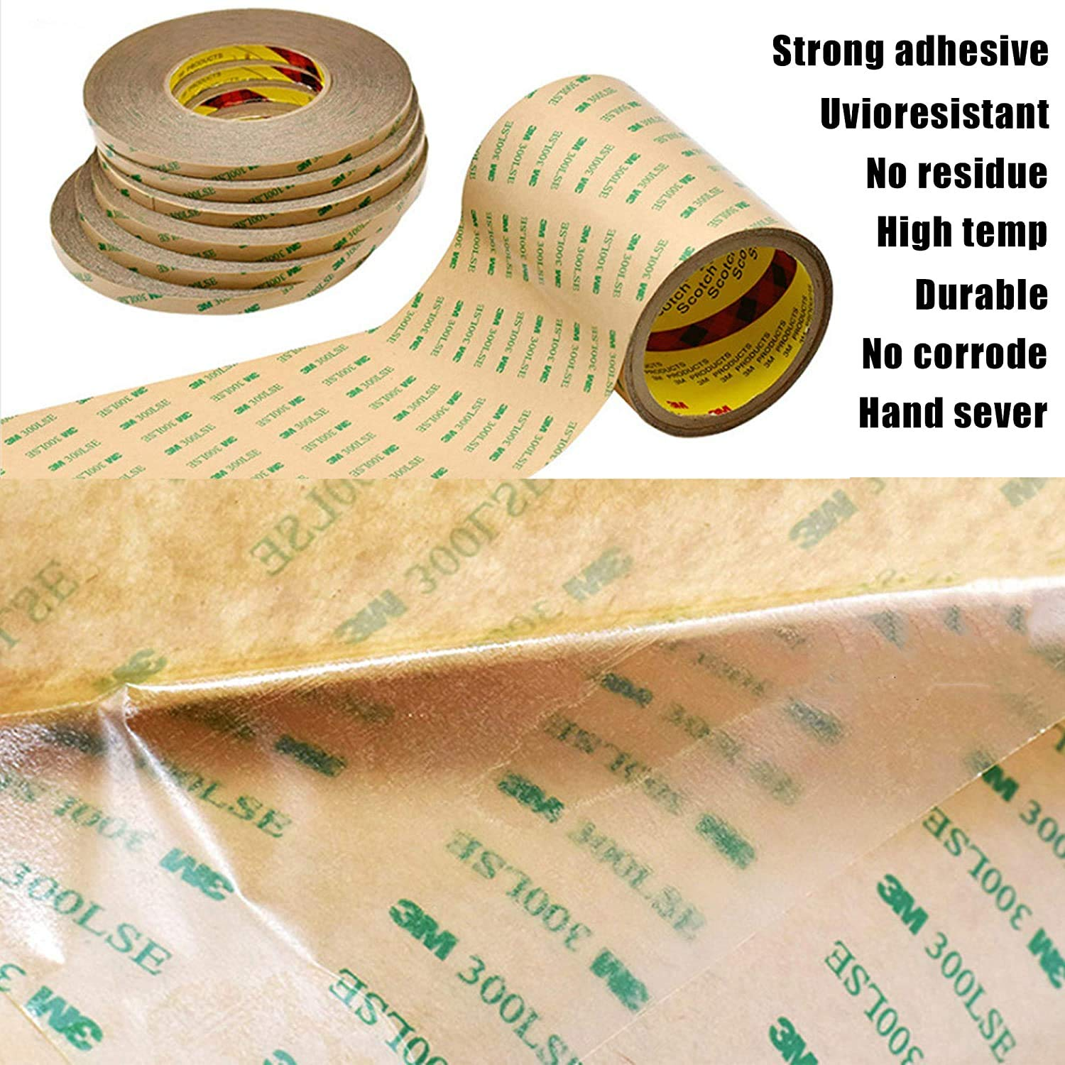 Double Sided Mounting Tape 0.39&rdquo; X 32.8 Ft 300LSE Strong Adhesive Heavy Duty Transparent Foam Transfer Tape for LED Strip Light Office Home Car Deco(9495B)